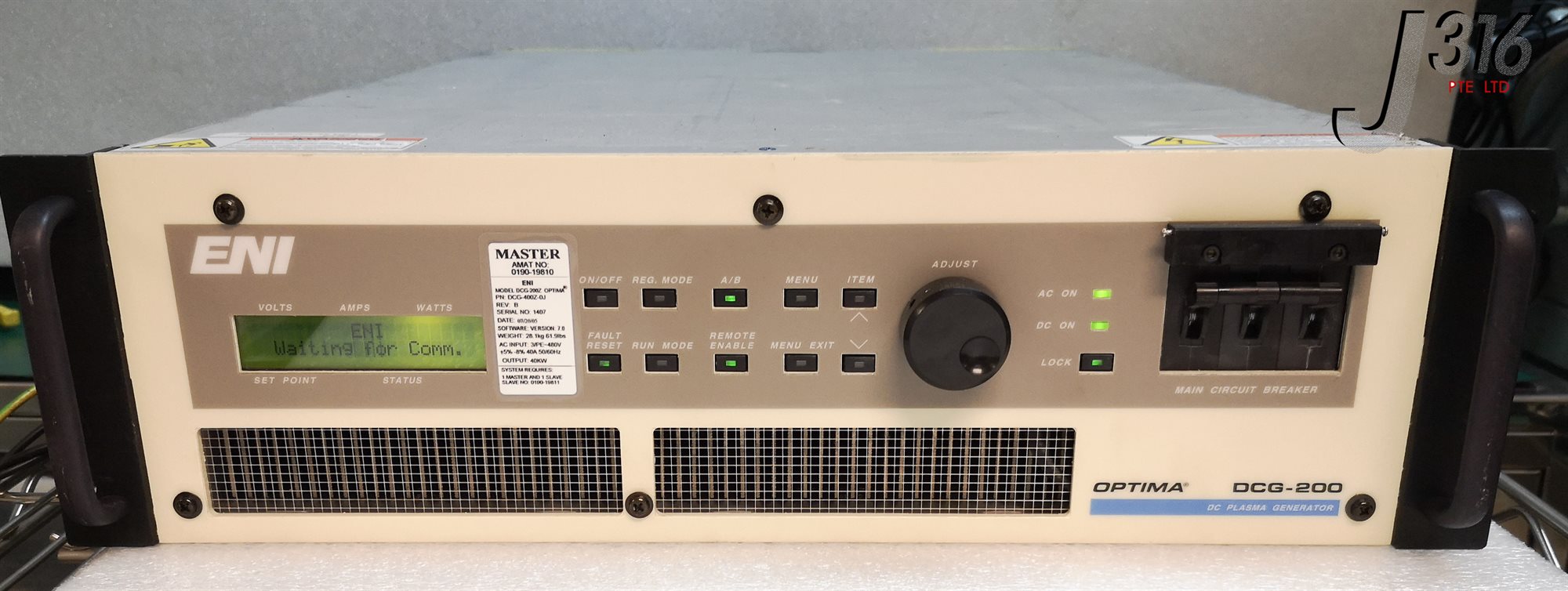 14077 APPLIED MATERIALS ENI OPTIMA DCG-200Z MASTER PLASMA
